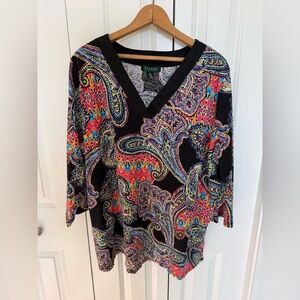 Ralph Lauren Paisley print 3/4 sleeve tunic top size 3XL